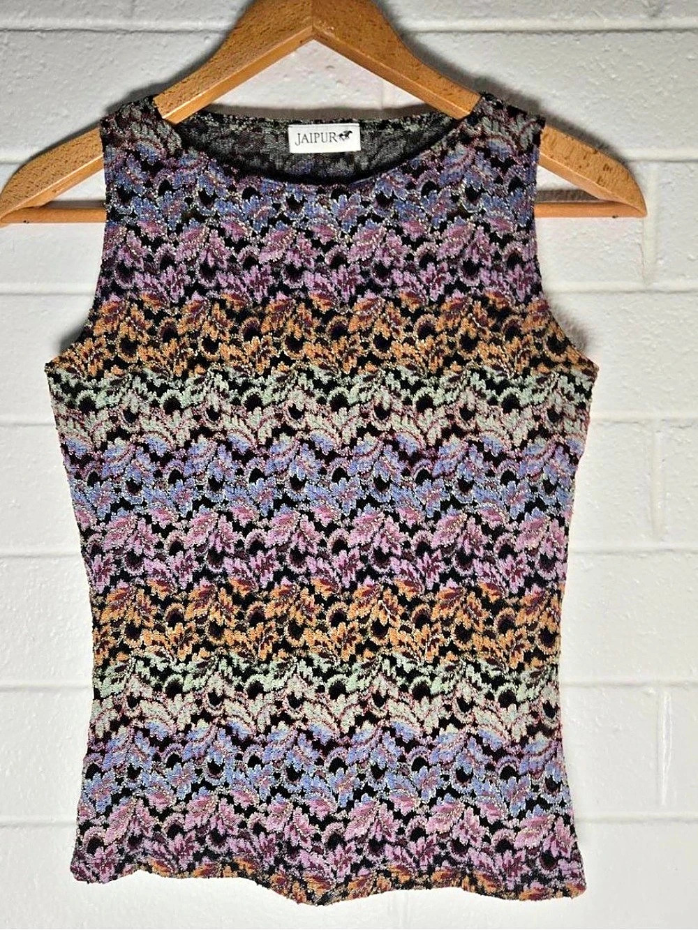 JAIPUR Floral Sleeveless Top in Black & Pastel